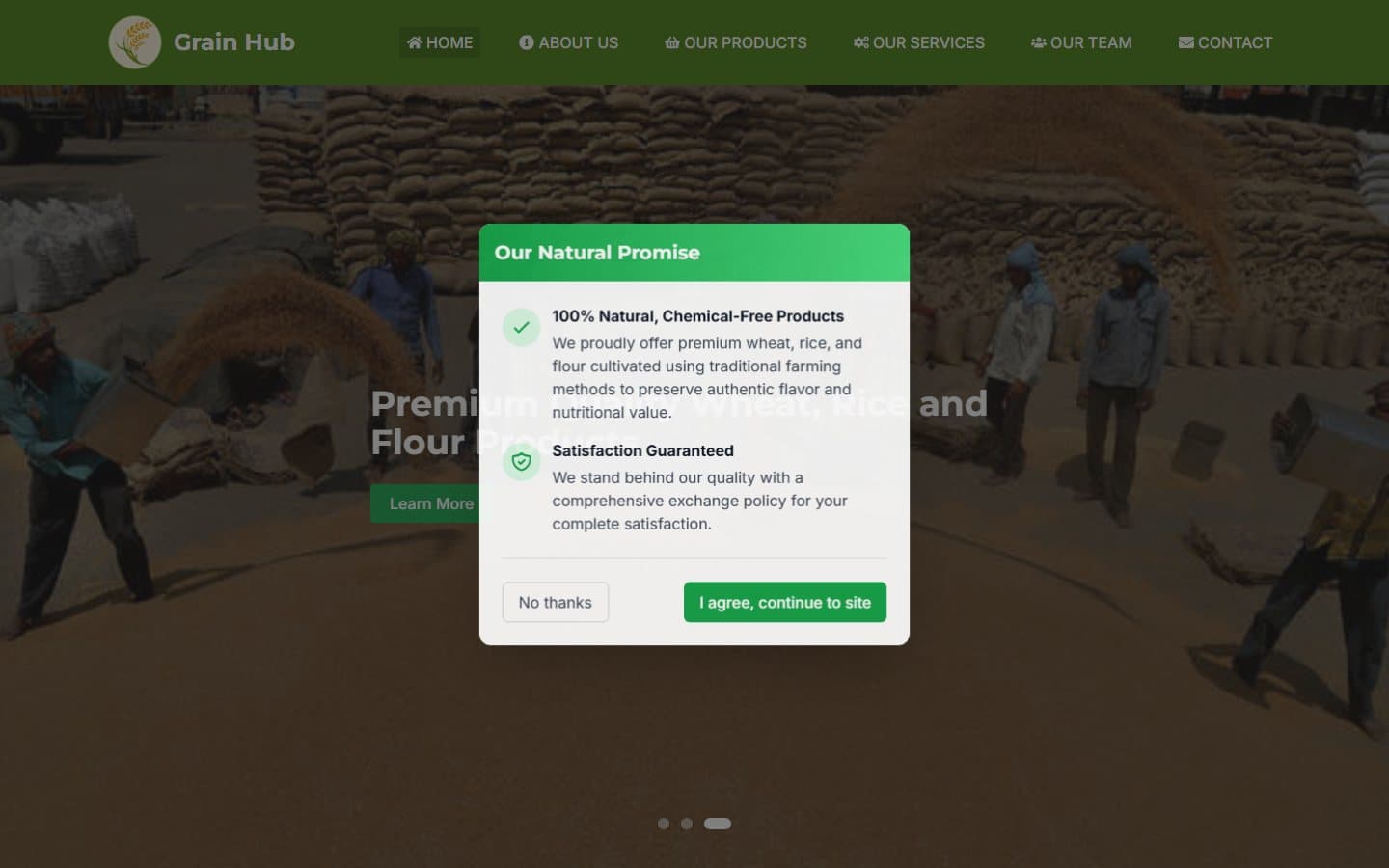 Grain Hub — Brand website for a grain supplier