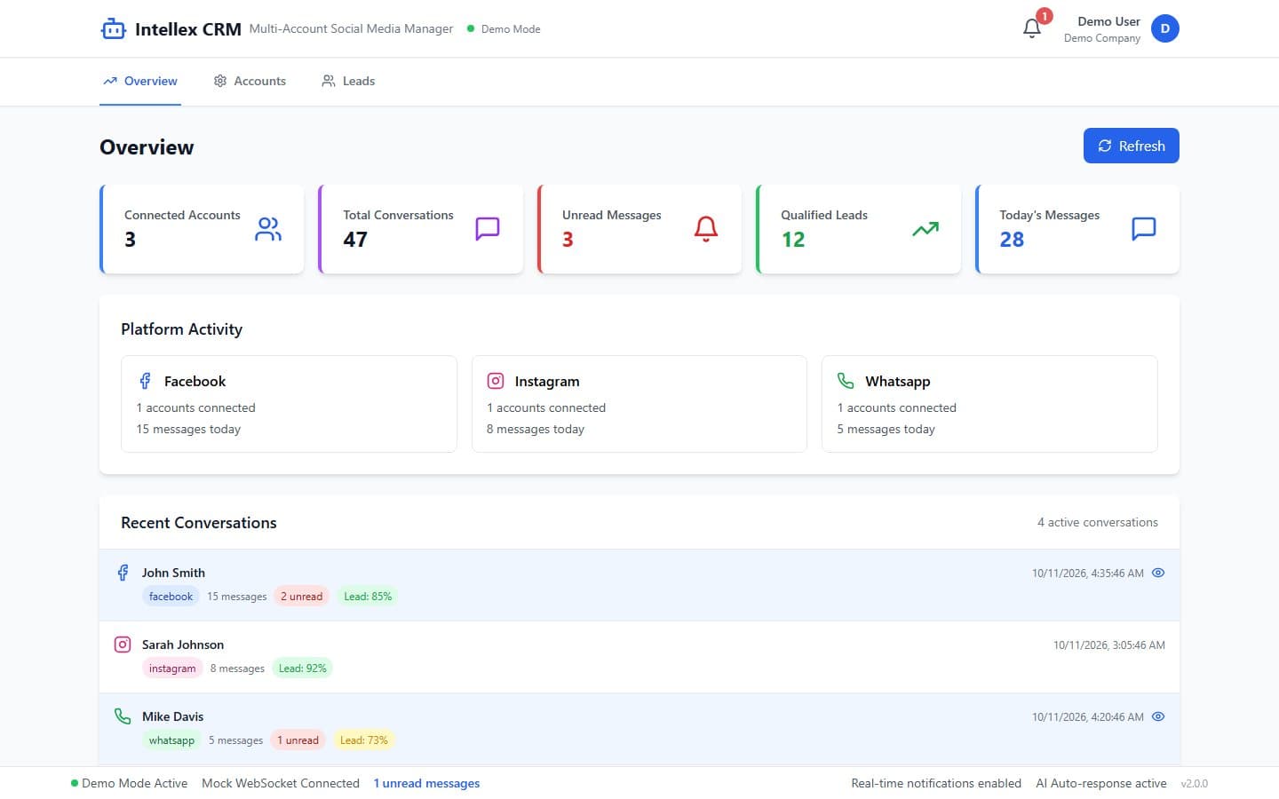 Intellex CRM — One AI inbox for every social account