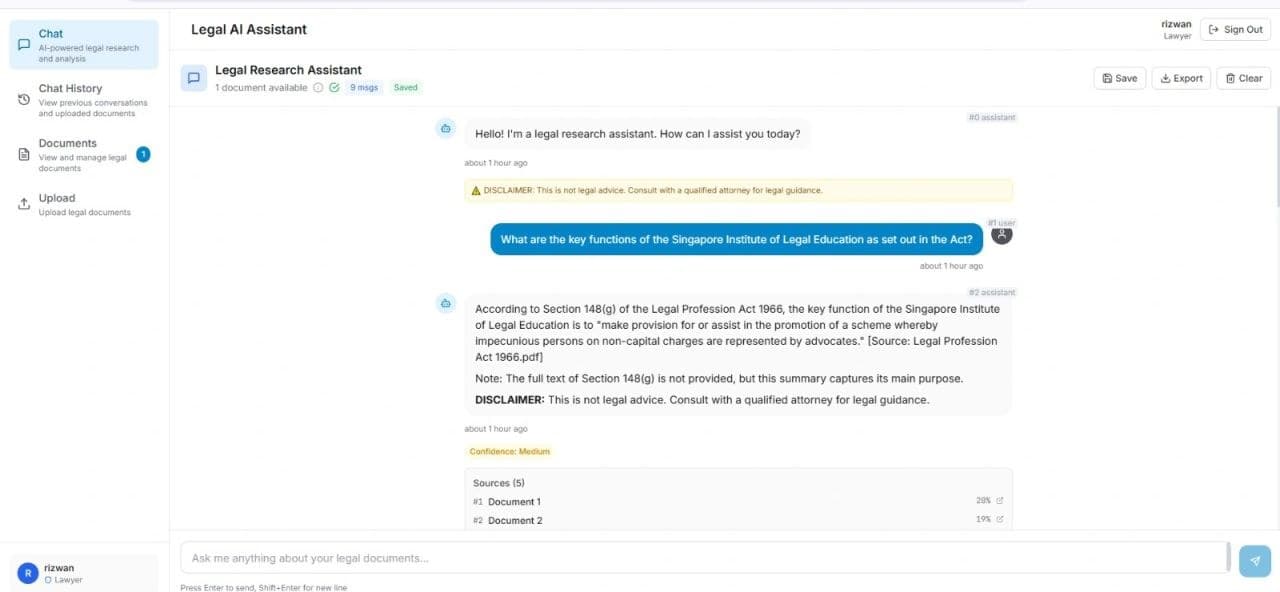 Legal Assistant AI — Enterprise RAG for legal research
